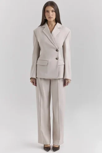 Pantalon ajusté taille haute Hayden Beige