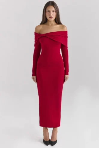 Pull Amaryllis en cachemire mélangé rouge houx