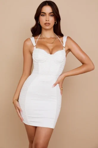 Mini-robe corset froncée Lucinda White