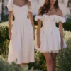 Mini-robe corset à épaules dénudées en coton blanc Jaide