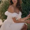 Mini-robe corset à épaules dénudées en coton blanc Jaide