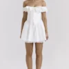 Mini-robe corset à épaules dénudées en coton blanc Jaide