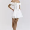 Mini-robe corset à épaules dénudées en coton blanc Jaide