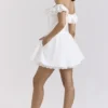 Mini-robe corset à épaules dénudées en coton blanc Jaide