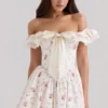 Mini-robe corset à épaules dénudées en coton stretch à imprimé floral Jaide