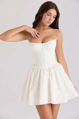 Mini-robe de corset en coton ivoire « Kristiana »