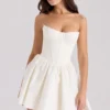 Mini-robe de corset en coton ivoire « Kristiana »