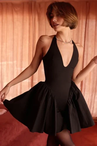 Mini-robe dos nu « Valentia » noire
