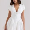 Mini-robe Emiliana en coton stretch blanc