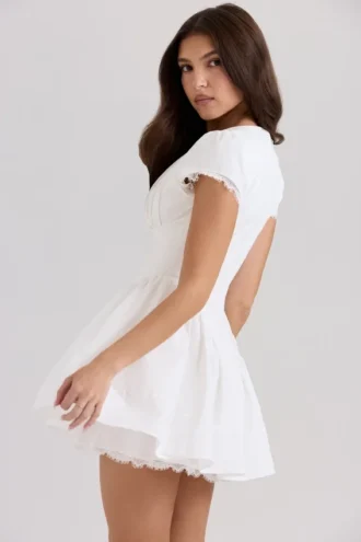 Mini-robe Emiliana en coton stretch blanc