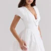 Mini-robe Emiliana en coton stretch blanc