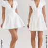 Mini-robe Emiliana en coton stretch blanc