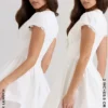 Mini-robe Emiliana en coton stretch blanc