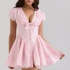Mini-robe Emiliana en coton vichy rose