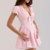 Mini-robe Emiliana en coton vichy rose