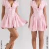 Mini-robe Emiliana en coton vichy rose