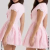 Mini-robe Emiliana en coton vichy rose