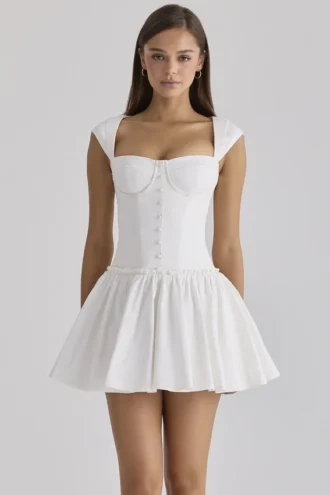 Mini-robe en coton blanc Kaia