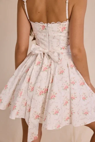 Mini-robe en coton extensible à imprimé Sade Rose