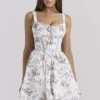 Mini-robe en coton à imprimé floral et rubans blancs Kimmie