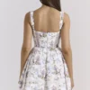 Mini-robe en coton à imprimé floral et rubans blancs Kimmie