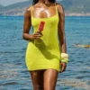 Mini-robe en coton texturé Neri Acid Lime