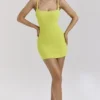 Mini-robe en coton texturé Neri Acid Lime