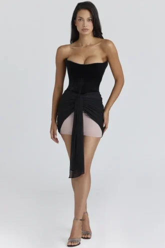 Mini-robe en mousseline Clara Black & Blush – Édition limitée