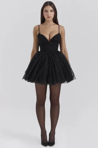 Mini-robe en tulle noir « Princess »