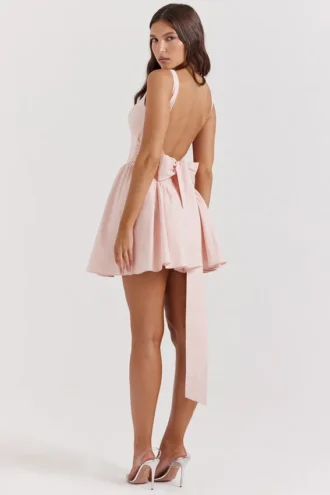 Mini-robe Florianne à nœuds couleur pêche pâle