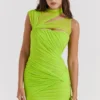 Mini-robe froncée Adrie vert fluo