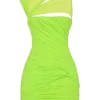 Mini-robe froncée Adrie vert fluo
