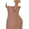 Mini-robe froncée Laetitia couleur noisette