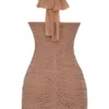 Mini-robe froncée Laetitia couleur noisette