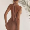 Mini-robe froncée Laetitia couleur noisette