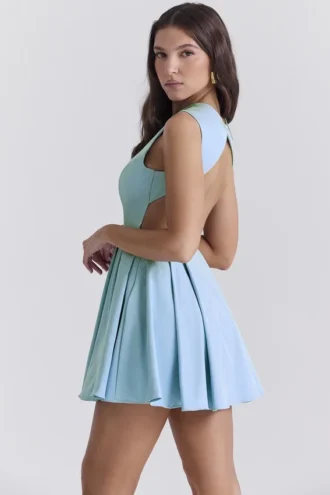 Mini-robe Ingrid en sergé bleu toscan