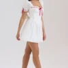 Mini-robe Jana blanche à manches bouffantes en broderie anglaise