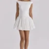 Mini-robe Lauren en coton blanc à broderie anglaise et col bateau