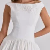 Mini-robe Lauren en coton blanc à broderie anglaise et col bateau
