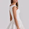 Mini-robe Lauren en coton blanc à broderie anglaise et col bateau