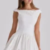 Mini-robe Lauren en coton blanc à broderie anglaise et col bateau