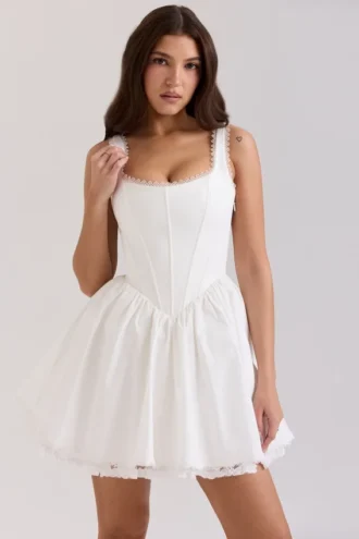 Mini-robe Letitia en coton stretch blanc