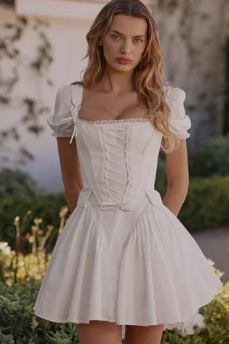 Mini-robe Lili en coton blanc avec corset amovible