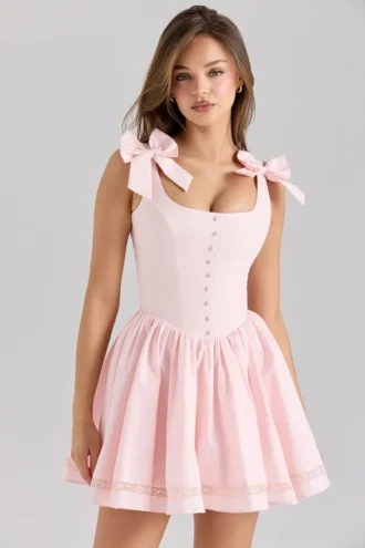 Mini-robe Lyla en coton stretch rose