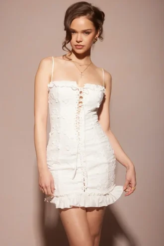 Mini-robe Marlene en coton blanc brodé anglais