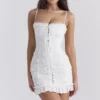 Mini-robe Marlene en coton blanc brodé anglais