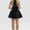 Mini-robe noire à nœuds et dos nu « Loulette »