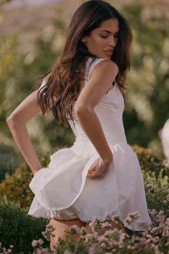 Mini-robe Ophelia en coton blanc avec Bloomers