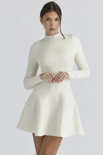 Mini-robe patineuse Bonnie en laine mérinos crème