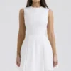 Mini-robe plissée en coton blanc Claretta